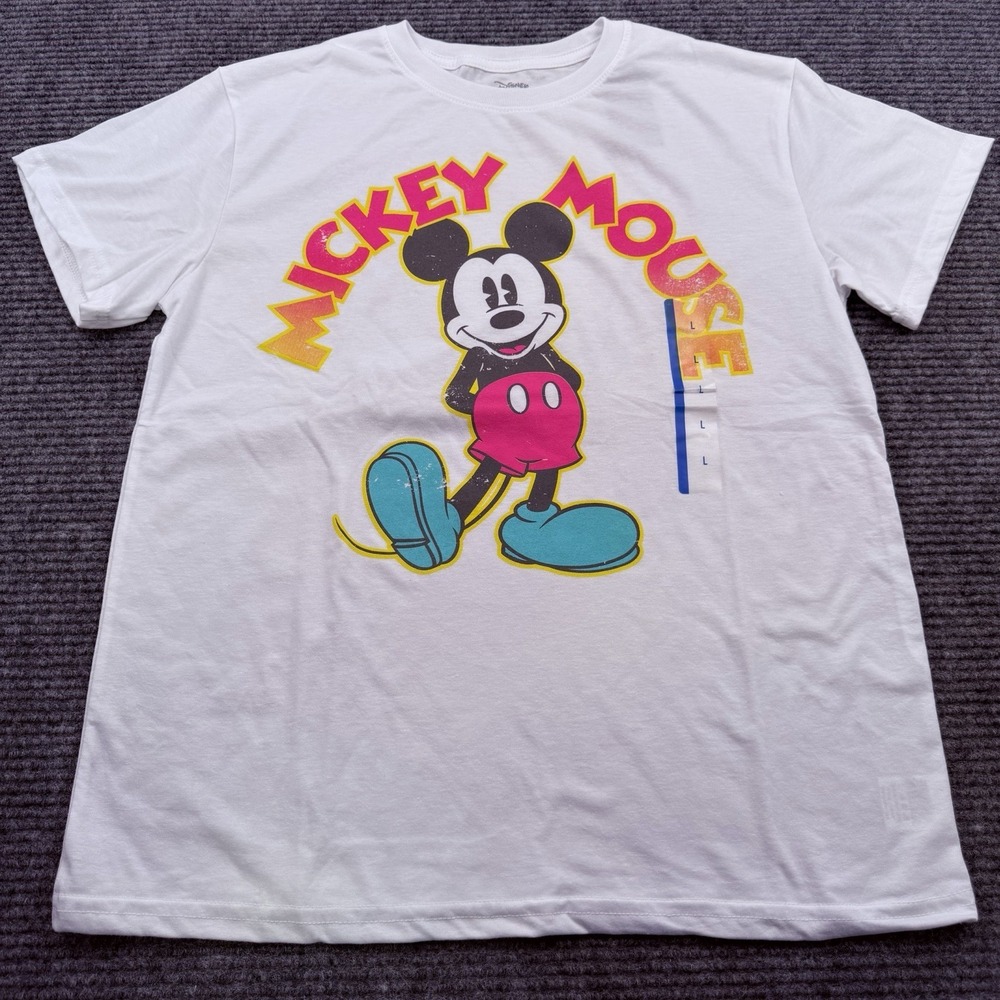 Mickey Mouse Retro Style T-shirt Unisex Size Large White Disney Vacation NWT